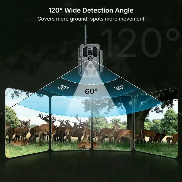 Alt view image 7 of 7 - P200 WiFi Trail Camera, 64MP 1296P Bluetooth Game Camera with No-Glow Night Vision Motion Activated Waterproof, Hunting Deer Camera (App Control, Non-Cellular)