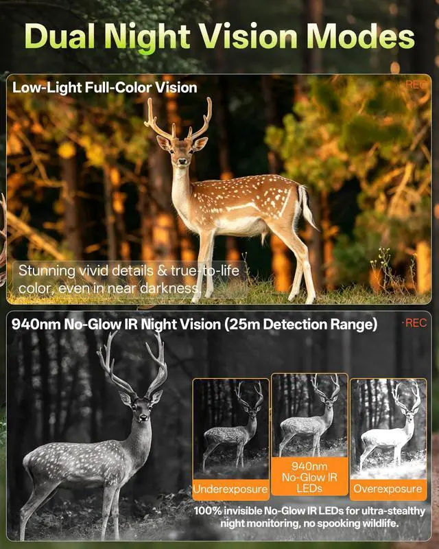 Alt view image 5 of 7 - Field Trail Camera Cellular for Game Tracking & Hunting, Wildlife Research, 4G LTE eSIM Auto Select Network, Color Night Vision, Two-Way Audio & Live Feed, No-Glow IR LEDs