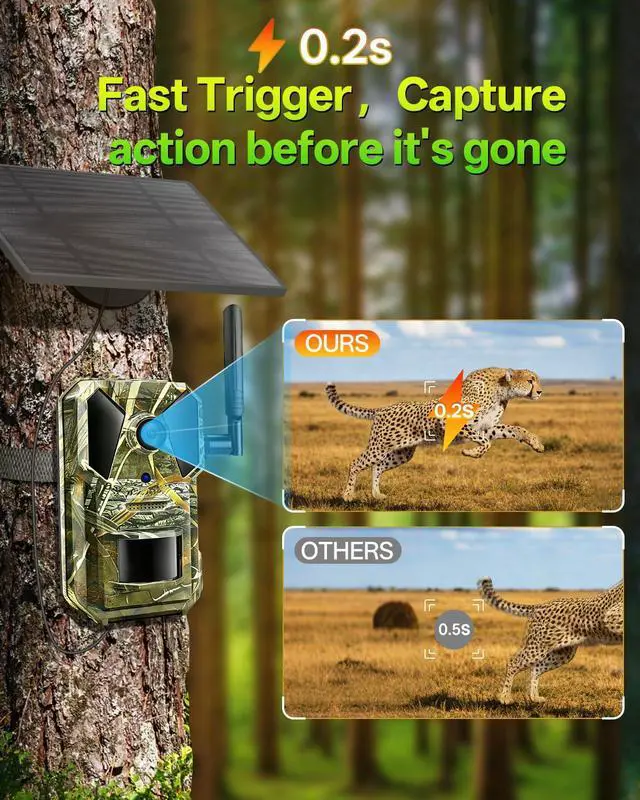 Alt view image 6 of 7 - Field Trail Camera Cellular for Game Tracking & Hunting, Wildlife Research, 4G LTE eSIM Auto Select Network, Color Night Vision, Two-Way Audio & Live Feed, No-Glow IR LEDs