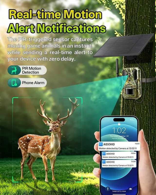 Alt view image 7 of 7 - Field Trail Camera Cellular for Game Tracking & Hunting, Wildlife Research, 4G LTE eSIM Auto Select Network, Color Night Vision, Two-Way Audio & Live Feed, No-Glow IR LEDs