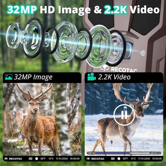 Alt view image 2 of 7 - Sense Cellular Trail Camera - 32MP 1296P Game Camera with AI Photo Upscale,4G LTE Trail Cam No WiFi Need,No Glow Night Vision Motion Activated 0.2s Trigger Time Trail Cam for Outdoor Wildlife