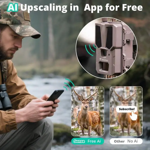 Alt view image 4 of 7 - Sense Cellular Trail Camera - 32MP 1296P Game Camera with AI Photo Upscale,4G LTE Trail Cam No WiFi Need,No Glow Night Vision Motion Activated 0.2s Trigger Time Trail Cam for Outdoor Wildlife