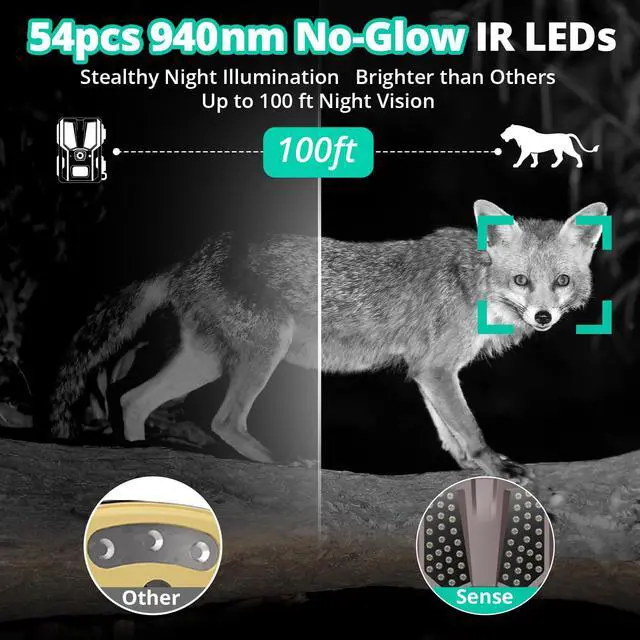 Alt view image 6 of 7 - Sense Cellular Trail Camera - 32MP 1296P Game Camera with AI Photo Upscale,4G LTE Trail Cam No WiFi Need,No Glow Night Vision Motion Activated 0.2s Trigger Time Trail Cam for Outdoor Wildlife