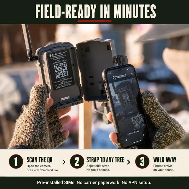 Alt view image 3 of 7 - Fusion MAX Cellular Trail Camera - 36MP Photo & 720P HD Video, 0.35 Sec Trigger, 80FT IR Range, Dual SIM AT&T & Verizon, Command Pro App, FieldMAX Lithium Battery + 32GB SD Card + Cloth