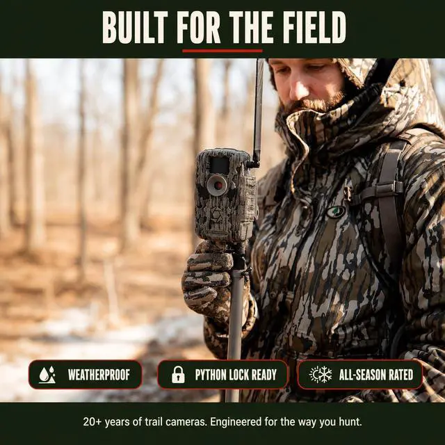 Alt view image 6 of 7 - Fusion MAX Cellular Trail Camera - 36MP Photo & 720P HD Video, 0.35 Sec Trigger, 80FT IR Range, Dual SIM AT&T & Verizon, Command Pro App, FieldMAX Lithium Battery + 32GB SD Card + Cloth