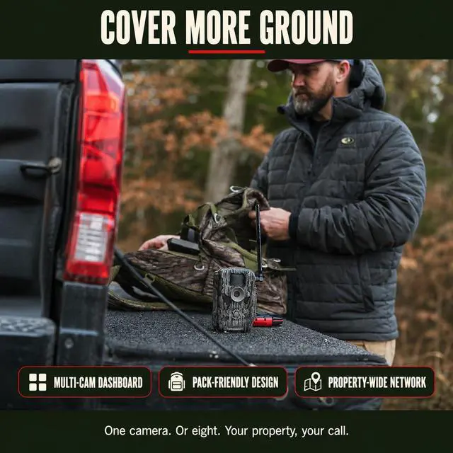 Alt view image 7 of 7 - Fusion MAX Cellular Trail Camera - 36MP Photo & 720P HD Video, 0.35 Sec Trigger, 80FT IR Range, Dual SIM AT&T & Verizon, Command Pro App, FieldMAX Lithium Battery + 32GB SD Card + Cloth