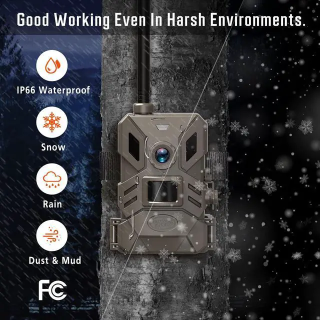 Alt view image 6 of 7 - 4G Cellular Trail Camera,36MP Hunting Camera with No Glow 940nm IR Led Night Vision,HD Video IP66 Waterproof Game Cam,90FT Flash Range Wildlife Monitor