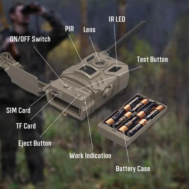 Alt view image 7 of 7 - 4G Cellular Trail Camera,36MP Hunting Camera with No Glow 940nm IR Led Night Vision,HD Video IP66 Waterproof Game Cam,90FT Flash Range Wildlife Monitor