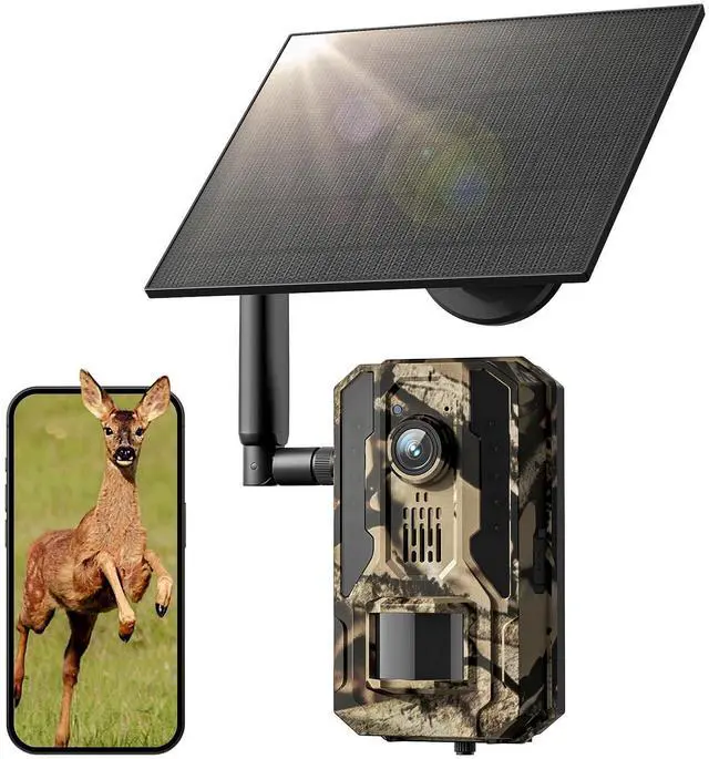 Main image of Trail Camera 5MP Live Video, Solar Powered Smart AI Identify Species, Game Camera with Instant Arrival Alerts, Ideal Gifts