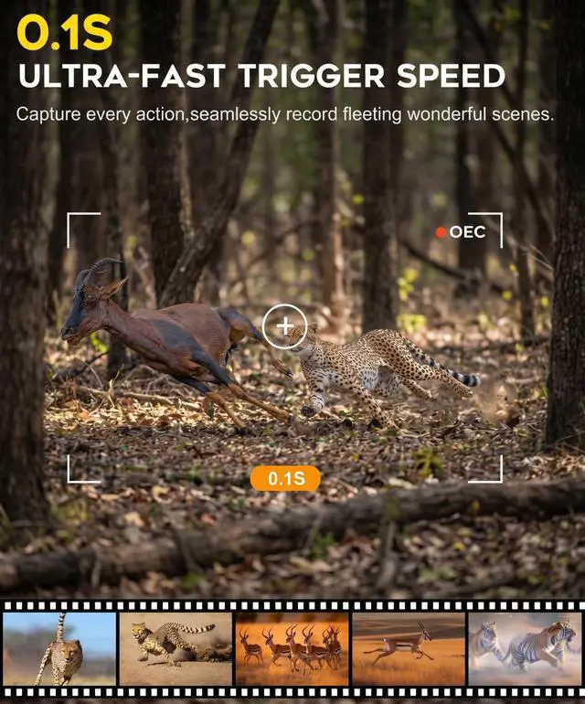 Alt view image 5 of 7 - WiFi Trail Camera 4K 48MP, Night Vision Game Camera for Wildlife Hunting, 0.1s Trigger IP66 Waterproof (32GB Card Included)