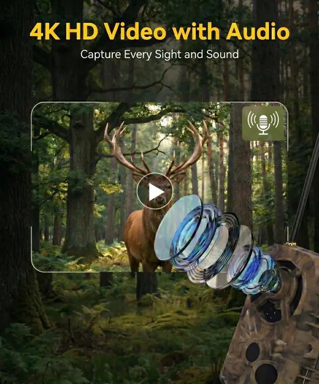 Alt view image 7 of 7 - WiFi Trail Camera 4K 48MP, Night Vision Game Camera for Wildlife Hunting, 0.1s Trigger IP66 Waterproof (32GB Card Included)
