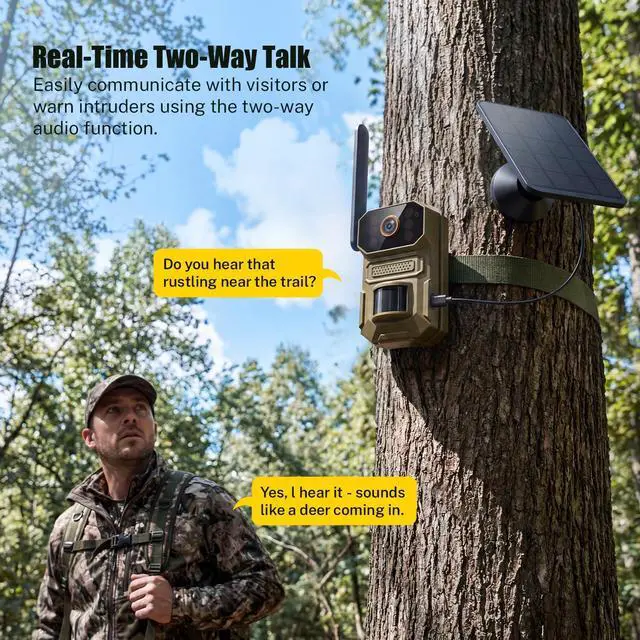 Alt view image 4 of 7 - 4G LTE Cellular Outdoor Security Camera,1080p for Home Security with Motion Detection, 2-Way Audio, Night Vision, IP65, Solar Panel, Built-in SIM Card, Unlimited Plan (Sold Separately)