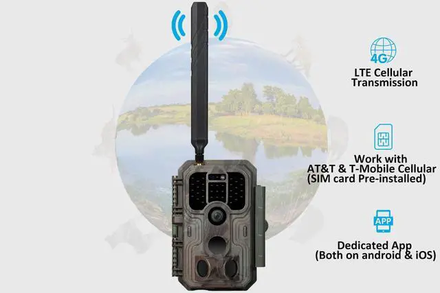 Alt view image 2 of 7 - Trail Camera Cellular S950, 4G LTE, Full Video Preview, No-Glow 100ft Night Vision, Motion Activated, Send Pictures to Your Cell Phone, for Game Cams, Deer Wildlife Scouting