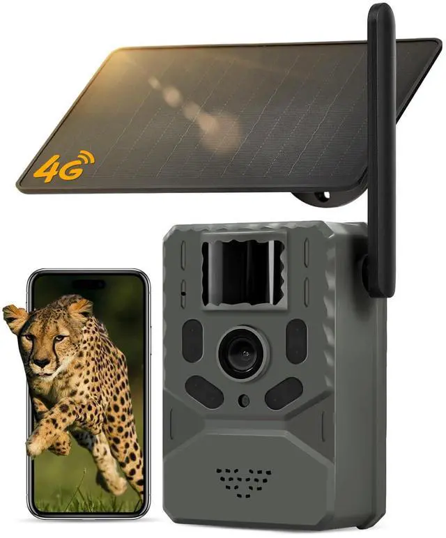 Main image of Cellular Trail Camera 4G Unlimited Data Plan Built-in SIM Card 2K Live Feed Game Camera 0.2s Trigger Solar Powered Trail Camera with Night Vision Motion Activated Waterproof IP66