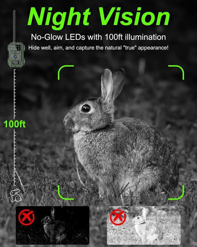 Alt view image 4 of 7 - 4G Cellular Trail Camera-with 4K 48MP Wide Angle 120 Degree,Night Vision up to 100FT, Solar Powered Hunting Camera with SD Storage, IP68 Waterproof, Motion Activated Wildlife Camera