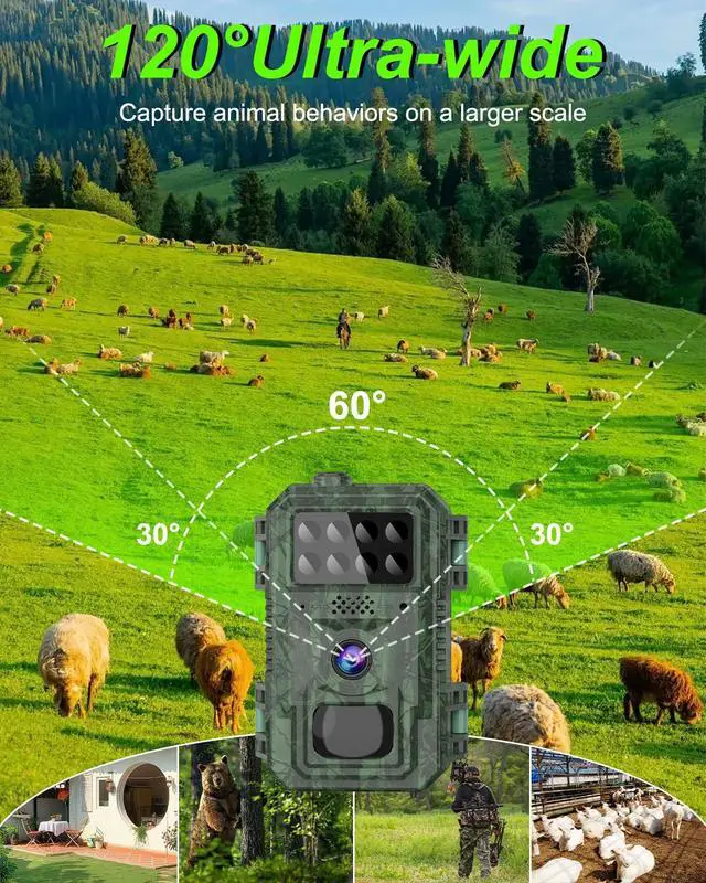 Alt view image 5 of 7 - 4G Cellular Trail Camera-with 4K 48MP Wide Angle 120 Degree,Night Vision up to 100FT, Solar Powered Hunting Camera with SD Storage, IP68 Waterproof, Motion Activated Wildlife Camera