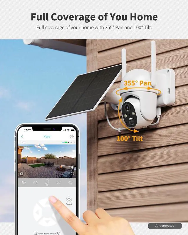 Alt view image 6 of 7 - 4G LTE Cellular Security Camera Includes SIM Card(Support Verizon/AT&T/T-Mobile), 2K Solar Outdoor Cam Wireless Without WiFi Needed, 360° Live View, Color Night Vision