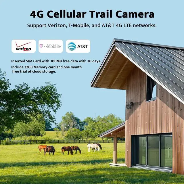 Alt view image 2 of 7 - 4G LTE Cellular Trail Camera Outdoor Wireless,360° Security Game Camera with Solar, 2k Night Vision, Motion Activated IP66 Waterproof, Sends Picture to Cell Phone