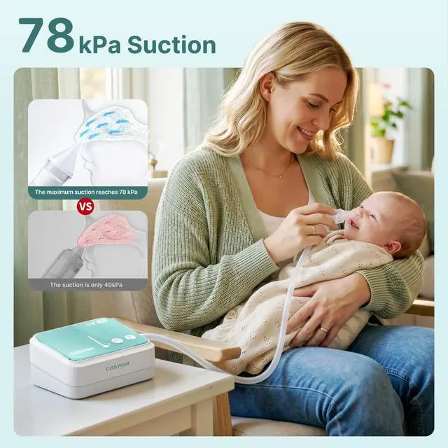 Alt view image 3 of 7 - Nasal Aspirator for Baby, Hospital-Grade 78KPa Strong Suction Baby Nose Sucker with Anti-Backflow, Electric Nose Suction for Baby, Soothing Lullabies, Rechargeable Baby Nasal Aspirator(Blue-T)