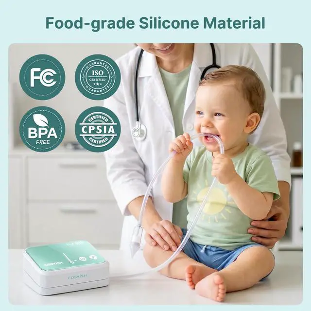 Alt view image 4 of 7 - Nasal Aspirator for Baby, Hospital-Grade 78KPa Strong Suction Baby Nose Sucker with Anti-Backflow, Electric Nose Suction for Baby, Soothing Lullabies, Rechargeable Baby Nasal Aspirator(Blue-T)