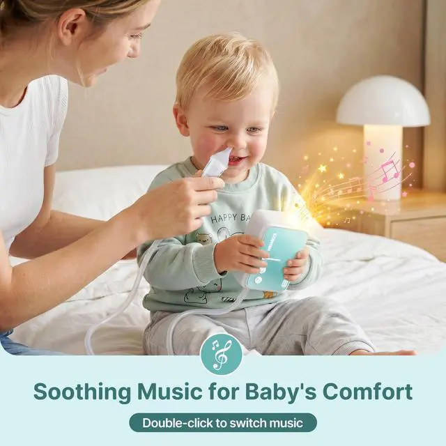 Alt view image 6 of 7 - Nasal Aspirator for Baby, Hospital-Grade 78KPa Strong Suction Baby Nose Sucker with Anti-Backflow, Electric Nose Suction for Baby, Soothing Lullabies, Rechargeable Baby Nasal Aspirator(Blue-T)