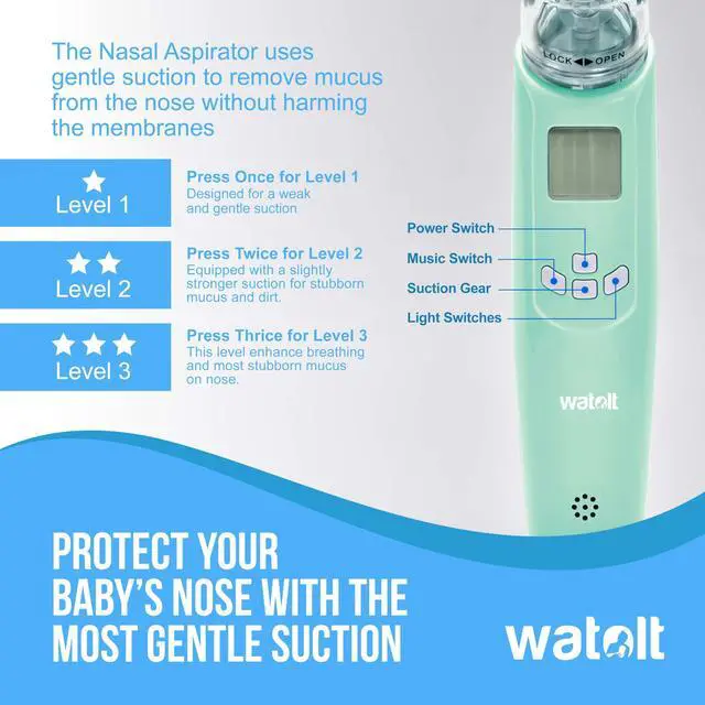 Alt view image 7 of 7 - Baby Nasal Aspirator - Electric Nose Suction for Baby - Automatic Booger Sucker for Infants - Battery Powered Snot Mucus Remover for Kids Toddlers