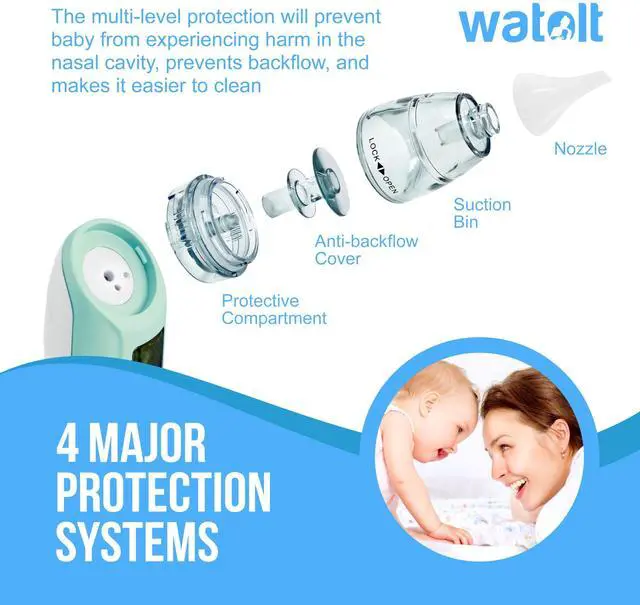 Alt view image 6 of 7 - Baby Nasal Aspirator - Electric Nose Suction for Baby - Automatic Booger Sucker for Infants - Battery Powered Snot Mucus Remover for Kids Toddlers