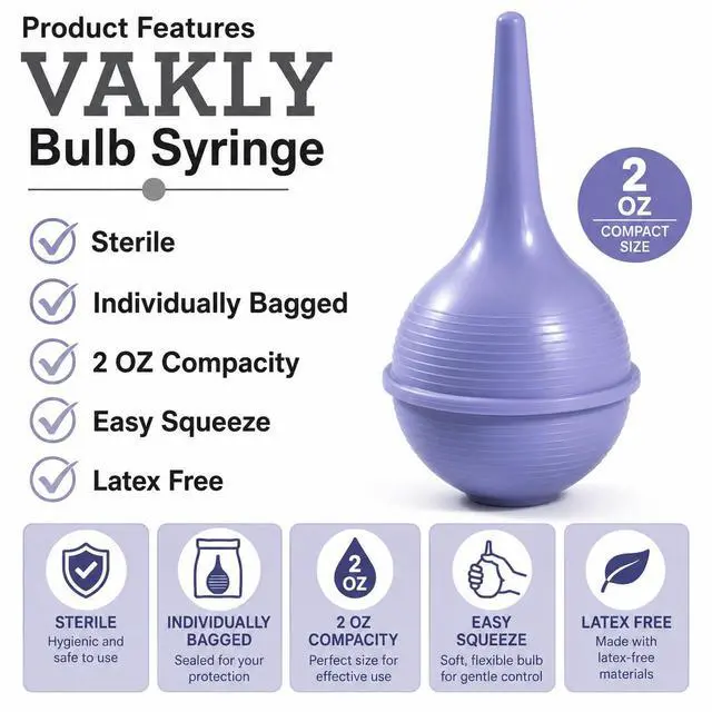 Alt view image 4 of 7 - Sterile Ear Bulb Syringe 2 oz, Rubber Nasal Aspirator, 5 Pack