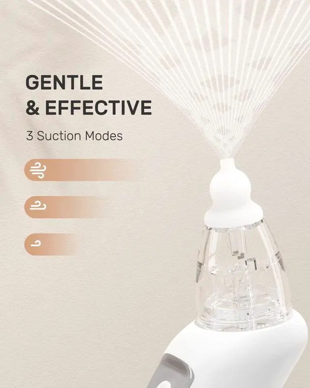 Alt view image 2 of 7 - Nasal Aspirator for Baby, Electric Baby Nose Sucker, Automatic Nose Cleaner with 3 Silicone Tips, Adjustable Suction Level and Music Soothing Function