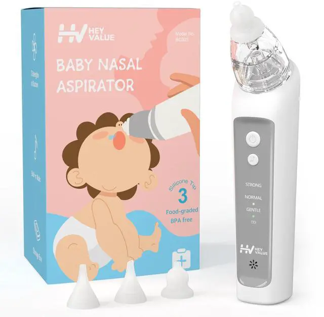 Main image of Nasal Aspirator for Baby, Electric Baby Nose Sucker, Automatic Nose Cleaner with 3 Silicone Tips, Adjustable Suction Level and Music Soothing Function