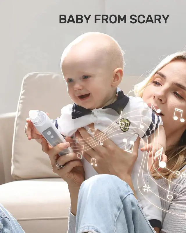 Alt view image 7 of 7 - Nasal Aspirator for Baby, Electric Baby Nose Sucker, Automatic Nose Cleaner with 3 Silicone Tips, Adjustable Suction Level and Music Soothing Function