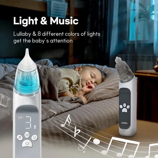 Alt view image 6 of 7 - Nasal Aspirator for Baby, Electric Nose Aspirator, Nose Sucker, Automatic Nose Cleaner with 3 Silicone Tips, Adjustable Suction Level, Music and Light Soothing Function - FSA/HSA Eligible