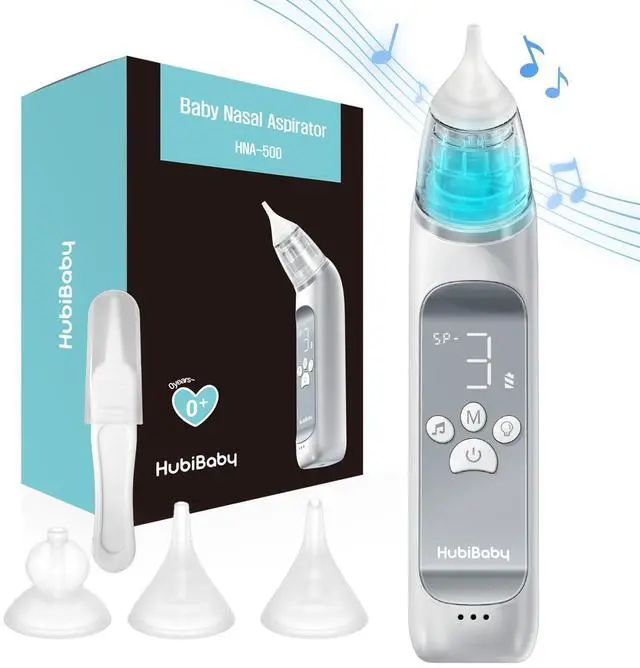 Main image of Nasal Aspirator for Baby, Electric Nose Aspirator, Nose Sucker, Automatic Nose Cleaner with 3 Silicone Tips, Adjustable Suction Level, Music and Light Soothing Function - FSA/HSA Eligible