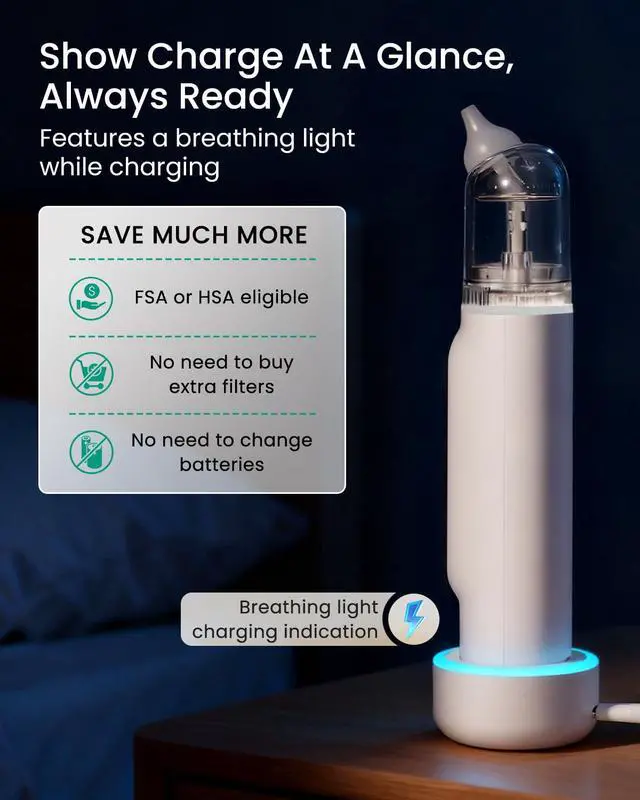 Alt view image 7 of 7 - Nasal Aspirator for Baby, Upgraded 5 Suction Levels Baby Nose Sucker, IPX7 Waterproof Electric Nose Suction for Baby, Booger Sucker for Toddlers with Automatic Cleaning &Music &Light Functions
