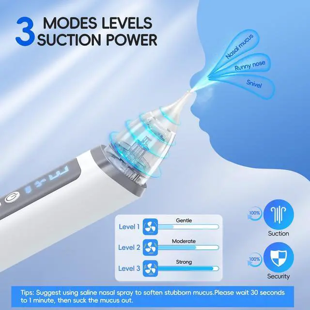 Alt view image 3 of 7 - Nasal Aspirator for Baby, Electric Nose Sucker for Baby & Toddler, Congestion Relief with 3 Levels Suction,Soothing Light & Nursery Rhymes (Large A)