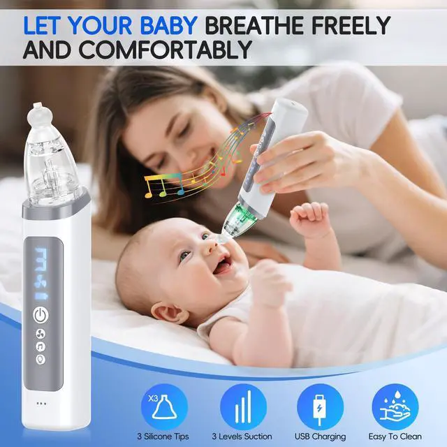 Alt view image 7 of 7 - Nasal Aspirator for Baby, Electric Nose Sucker for Baby & Toddler, Congestion Relief with 3 Levels Suction,Soothing Light & Nursery Rhymes (Large A)