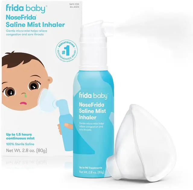 Main image of Baby NoseFrida Saline Mist Nasal Inhaler, Decongestant Spray for Congestion & Allergy Relief for Babies + Kids, Nasal Saline Spray, Soothes Stuffy Nose & Sore Throat, Includes Mask