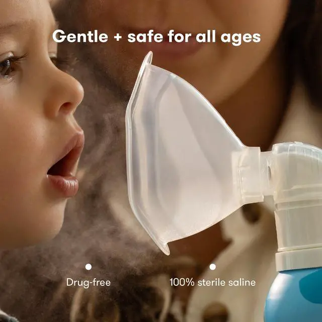 Alt view image 6 of 7 - Baby NoseFrida Saline Mist Nasal Inhaler, Decongestant Spray for Congestion & Allergy Relief for Babies + Kids, Nasal Saline Spray, Soothes Stuffy Nose & Sore Throat, Includes Mask