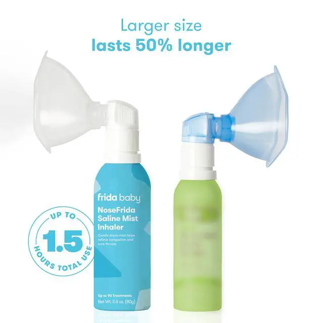 Alt view image 2 of 7 - Baby NoseFrida Saline Mist Nasal Inhaler, Decongestant Spray for Congestion & Allergy Relief for Babies + Kids, Nasal Saline Spray, Soothes Stuffy Nose & Sore Throat, Includes Mask