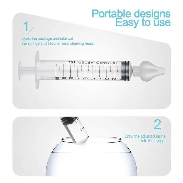 Alt view image 4 of 7 - Baby Nasal Aspirator, 2 Box Professional Syringe Baby Nasal Irrigator Infant Nose Cleaner Rinsing Device with Cleanable and Reusable Silicone Nasal Suction Tip