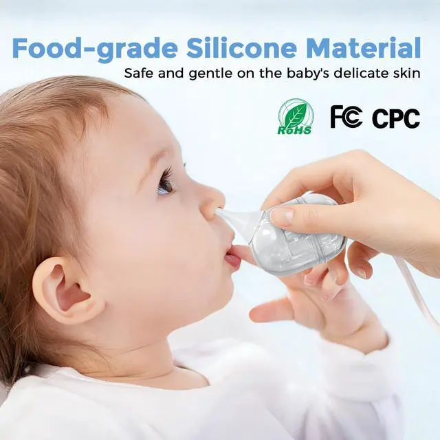 Alt view image 3 of 7 - Nasal Aspirator for Baby, 9 Suction Levels Nose Sucker, Rechargeable Electric Snot Sucker, 3 Levels Night Light & Nursery Rhyme Soothing Function, Food-Grade Silicone Tips