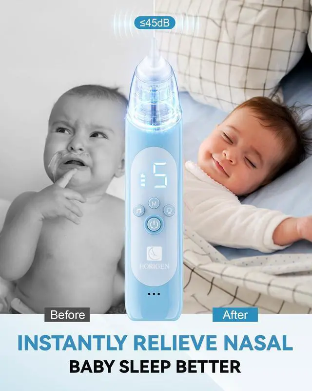 Alt view image 2 of 7 - Nasal Aspirator for Baby, Electric Baby Nose Suction with 5 Adjustable Levels Suction, USB-C Rechargeable Mucus Cleaner with Lights and Music, Baby Nasal Aspirator for Toddler with 3 Silicone Tip