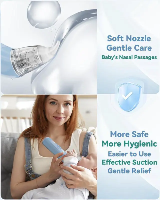 Alt view image 4 of 7 - Nasal Aspirator for Baby, Electric Baby Nose Suction with 5 Adjustable Levels Suction, USB-C Rechargeable Mucus Cleaner with Lights and Music, Baby Nasal Aspirator for Toddler with 3 Silicone Tip