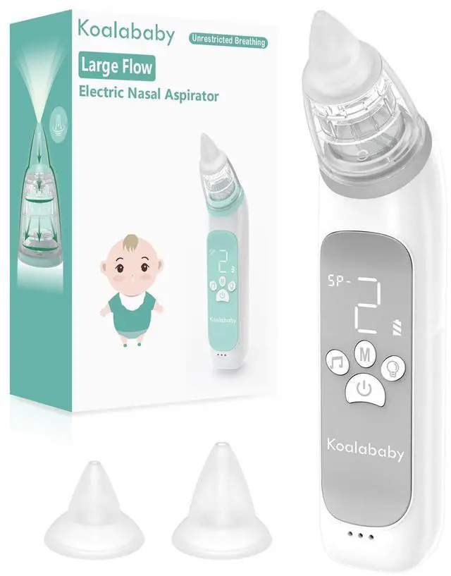 Main image of Electric Nasal Aspirator for Baby, Large Flow, Baby Nose Sucker with 3 Suction Levels, Rechargeable Nose Cleaner for Toddlers, Music and Light Soothing, Soft Silicone Tips