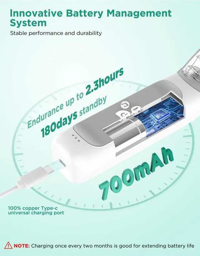 Alt view image 6 of 7 - Electric Nasal Aspirator for Baby, Large Flow, Baby Nose Sucker with 3 Suction Levels, Rechargeable Nose Cleaner for Toddlers, Music and Light Soothing, Soft Silicone Tips
