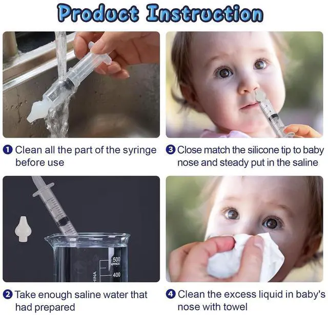 Alt view image 7 of 7 - Nasal Syringe for Baby - 4PCS - Safe Silicon Baby Nasal Aspirator Qucik Syringe Nose Cleaner Rinsing Tool for Baby/Infant/Kid