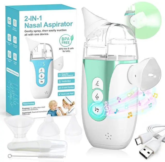 Main image of Electric Nasal Aspirator for Baby, 2-in-1 Nose Sucker with Spray, Full Kit