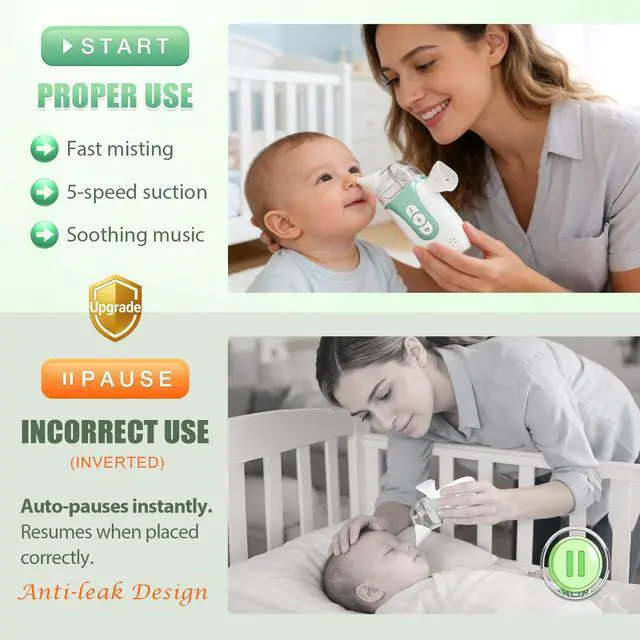 Alt view image 5 of 7 - Electric Nasal Aspirator for Baby, 2-in-1 Nose Sucker with Spray, Full Kit