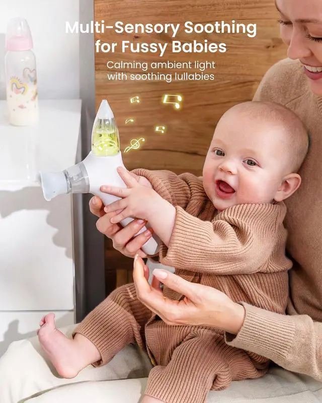 Alt view image 5 of 7 - SniffEase Spa 3-in-1 Nasal Aspirator for Baby Spray, Suction & Mist, Hospital-Grade Powerful Electric Nose Suction with Soothing Light & Music, Larger Chamber (Grey)