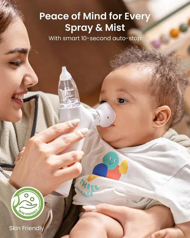 Alt view image 6 of 7 - SniffEase Spa 3-in-1 Nasal Aspirator for Baby Spray, Suction & Mist, Hospital-Grade Powerful Electric Nose Suction with Soothing Light & Music, Larger Chamber (Grey)